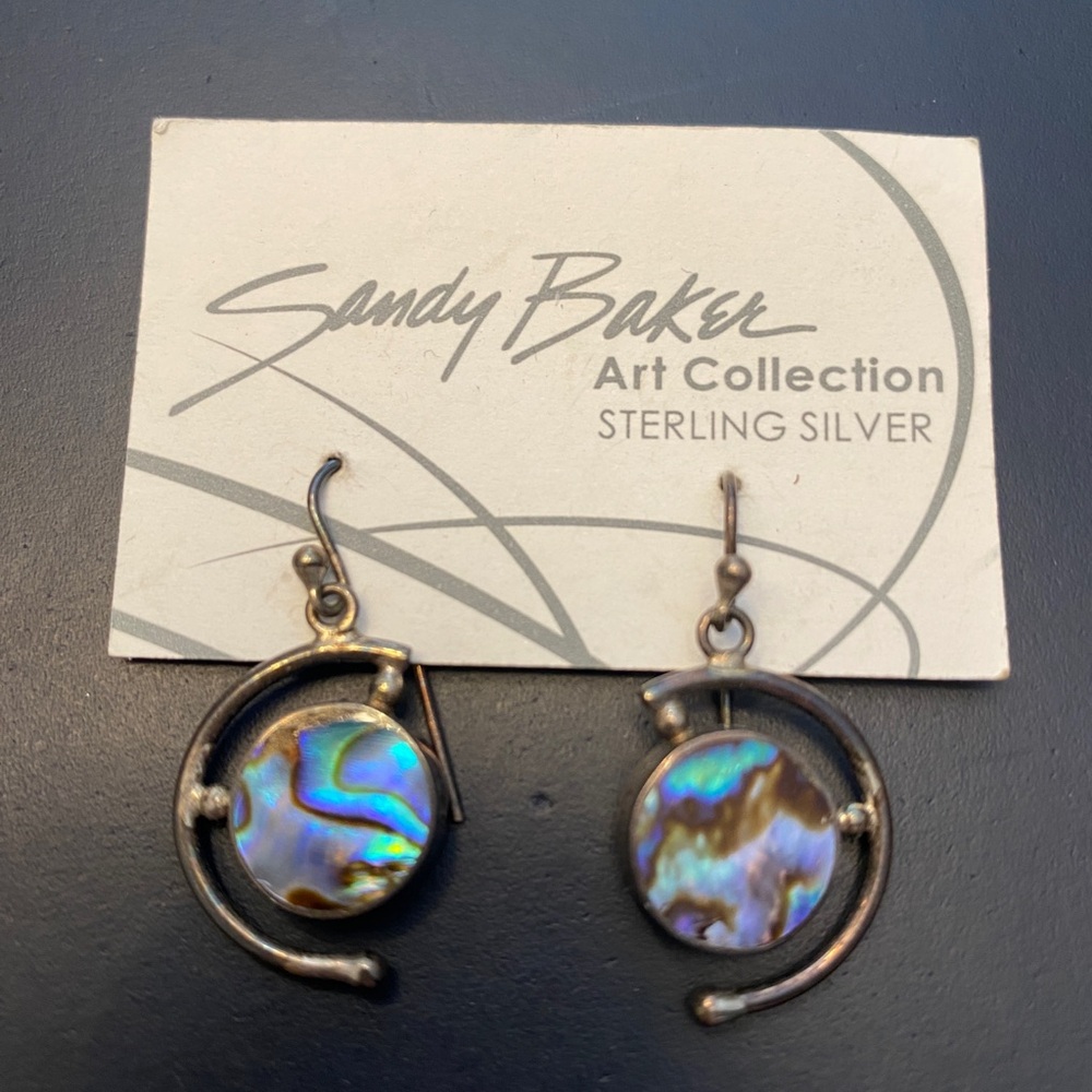 NEW Sandy Baker Sterling Silver Earrings with Blue Accents
